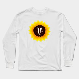 Floral Monogram V Bright Yellow Sunflower Long Sleeve T-Shirt